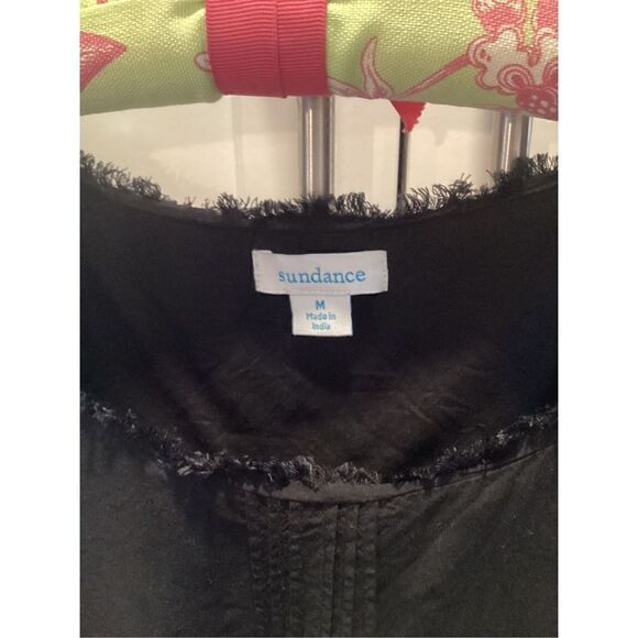 Sundance Womens Frayed Sleeveless Tiered Top Sz M Black Stretch - Picture 2 of 8